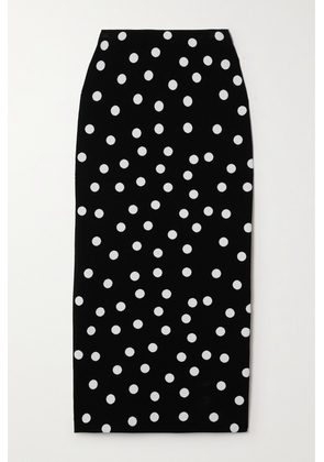 Carolina Herrera - Polka-dot Stretch-knit Midi Skirt - Black - x small,small,medium