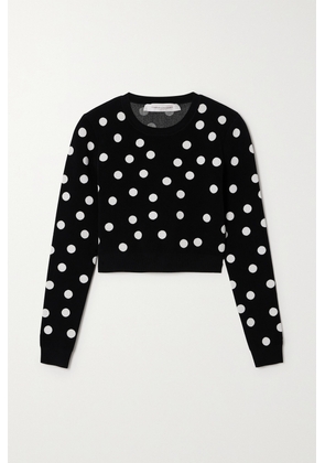 Carolina Herrera - Cropped Polka-dot Stretch-knit Top - Black - x small,small,medium