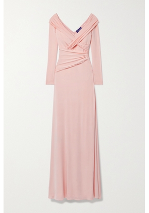 Ralph Lauren Collection - Off-the-shoulder Ruched Stretch-jersey Gown - Pink - xx small,x small,small,medium,large,x large