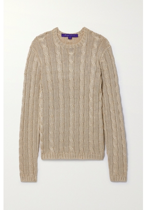 Ralph Lauren Collection - Metallic Cable-knit Silk Sweater - Brown - x small,small,medium,large,x large,xx large