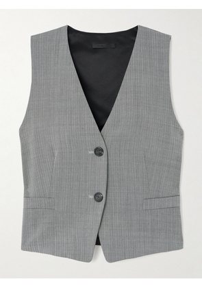 Helmut Lang - Cutout Satin-paneled Herringbone Tweed Vest - Gray - US0,US2,US4,US6,US8,US10,US12