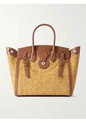 Ralph Lauren Collection - Soft Ricky 33 Medium Leather-trimmed Woven Cotton Tote - Brown - One size