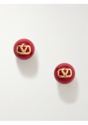 Valentino Garavani - Vlogo Gold-tone Acetate Earrings - Red - One size