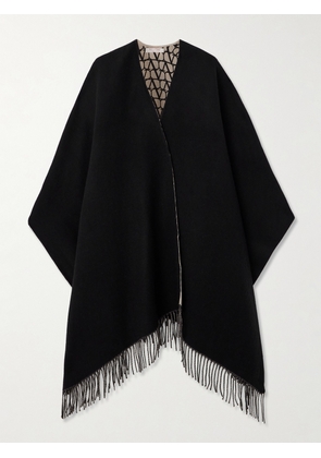 Valentino Garavani - Reversible Wool, Silk And Cashmere-blend Wrap - Black - One size