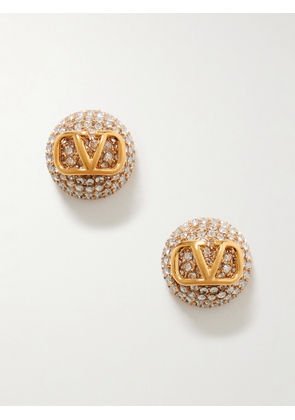 Valentino Garavani - Vlogo Gold-tone Crystal Earrings - One size