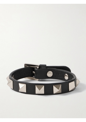 Valentino Garavani - The Rockstud Leather Bracelet - Black - One size