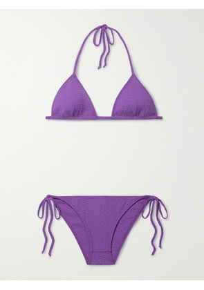 Lisa Marie Fernandez - + Net Sustain Seersucker Triangle Bikini - Purple - 0,1,2,3,4
