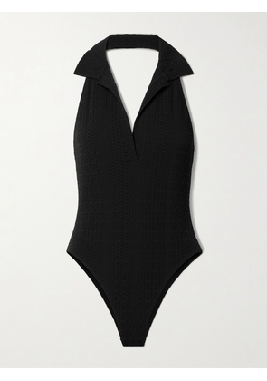Lisa Marie Fernandez - + Net Sustain Polo Seersucker Halterneck Swimsuit - Black - 0,1,2,3,4