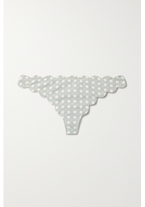 Marysia - North Reversible Scalloped Printed Seersucker Bikini Briefs - White - xx small,x small,small,medium,large,x large,xx large