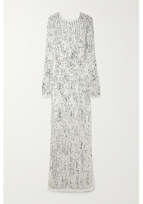 Retrofête - Cherri Open-back Sequin-embellished Crocheted Maxi Dress - White - XS/S,M/L