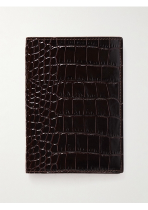 Smythson - Mara Croc-effect Leather Passport Cover - Brown - One size