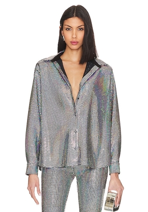 The New Arrivals by Ilkyaz Ozel Colette Shirt in Metallic Silver. Size 36/S.