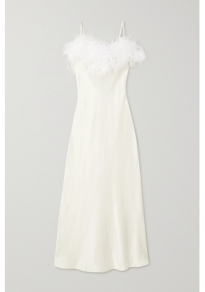 Sleeper - + Net Sustain Boheme Feather-trimmed Ecovero-satin Midi Dress - White - x small,small,medium,large,x large
