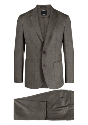 Zegna notched-lapels textured-finish suit - Grey
