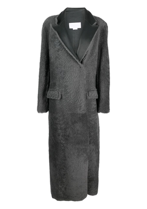 Genny notched-collar shearling coat - Grey