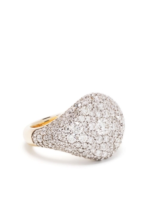 Lucy Delius Jewellery Signature Diamond pavé signet ring - Gold