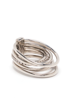 Panconesi Solar crystal-embellished stacked ring - Silver