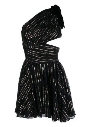 Saint Laurent Pre-Owned one-shoulder metallic-thread minidress - Black