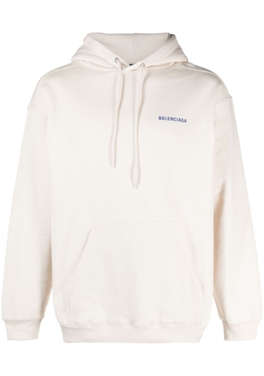 Balenciaga Pre-Owned logo-print cotton hoodie - Neutrals