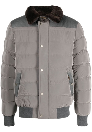 Moorer faux fur-collar padded jacket - Grey