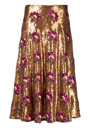 La DoubleJ Holly sequin-embellished skirt - Gold