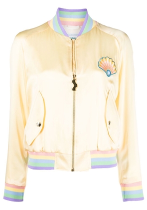 Casablanca shell-embroidered silk bomber jacket - Yellow