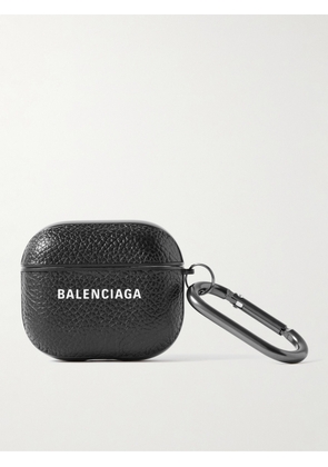 Balenciaga - Logo-Print Full-Grain Leather AirPods Pro Case - Men - Black