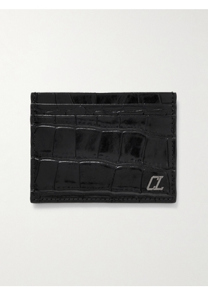 Christian Louboutin - Logo-Appliquéd Croc-Effect Glossed-Leather Cardholder - Men - Black