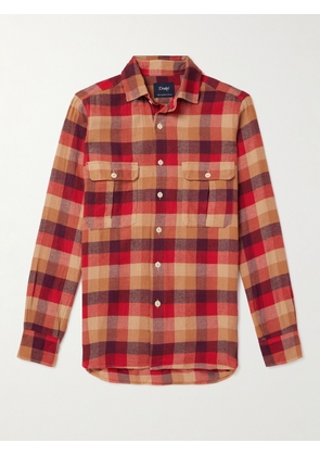 Drake's - Checked Cotton-Madras Shirt - Men - Red - M