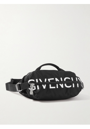 Givenchy - G-Zip Leather-Trimmed Logo-Print Shell Belt Bag - Men - Black