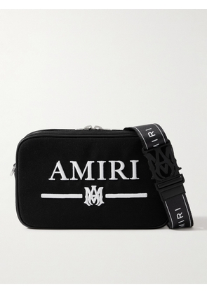 AMIRI - Leather-Trimmed Logo-Embroidered Canvas Messenger Bag - Men - Black
