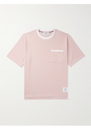 Thom Browne - Oversized Striped Cotton-Jersey T-Shirt - Men - Pink - 0