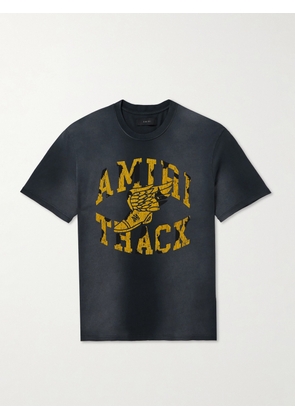 AMIRI - Track Logo-Flocked Cotton-Jersey T-Shirt - Men - Black - XS