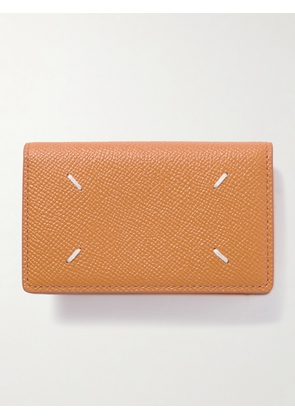 Maison Margiela - Logo-Embroidered Full-Grain Leather Cardholder - Men - Orange