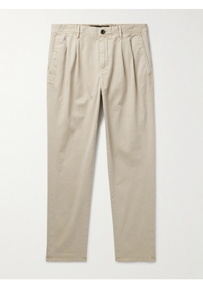 Incotex - Slim-Fit Pleated Stretch-Cotton Gabardine Trousers - Men - Neutrals - UK/US 29