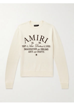 AMIRI - Slim-Fit Logo-Embroidered Wool Sweater - Men - Neutrals - XS