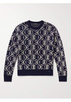 Acne Studios - Katch Wool and Cotton-Blend Jacquard-Knit Sweater - Men - Blue - M