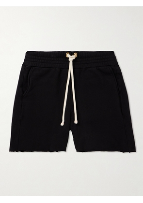 Les Tien - Straight-Leg Garment-Dyed Cotton-Jersey Drawstring Shorts - Men - Black - S