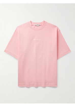 Acne Studios - Extorr Logo-Flocked Garment-Dyed Cotton-Jersey T-Shirt - Men - Pink - XS