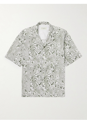 Officine Générale - Eren Camp-Collar Printed Cotton-Poplin Shirt - Men - Gray - XS