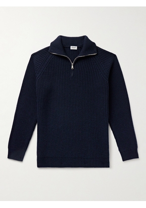 Ghiaia Cashmere - Ribbed Wool Half-Zip Sweater - Men - Blue - S