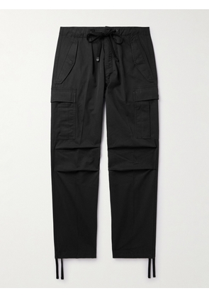 TOM FORD - New Enzyme Straight-Leg Cotton-Twill Drawstring Cargo Trousers - Men - Black - UK/US 30