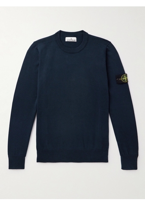 Stone Island - Logo-Appliquéd Knitted Cotton Sweater - Men - Blue - S