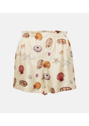 Chloé High-rise printed silk shorts