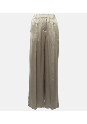 Loewe Mid-rise silk satin wide-leg pants
