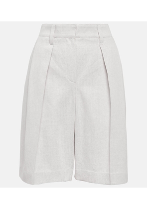 Brunello Cucinelli Pleated cotton and linen Bermuda shorts