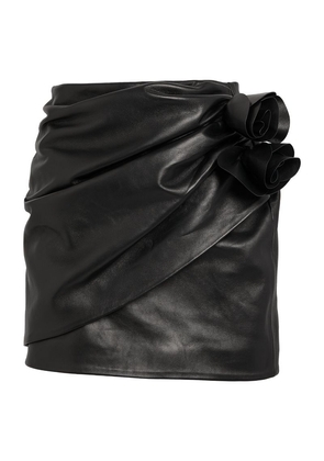 Magda Butrym Leather Floral Appliqué Mini Skirt