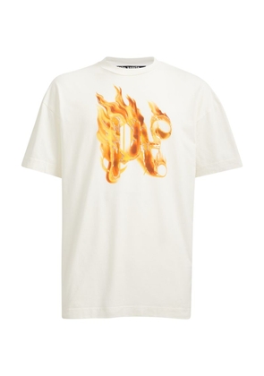 Palm Angels Cotton Flame Logo T-Shirt