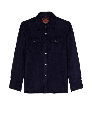 Schott CPO Wool Shirt in Blue - Black. Size S (also in L, M).