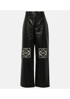 Loewe Anagram leather wide-leg pants